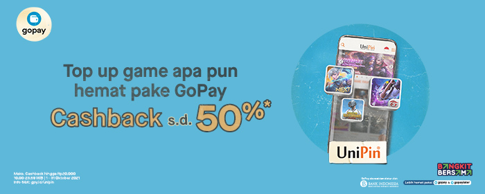 Promo Cashback 50% dari GoPay untuk Sahabat UniPin!